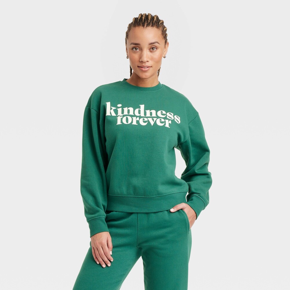 Leisure Studio Graphic Pullover Sweatshirt - Green Letters L